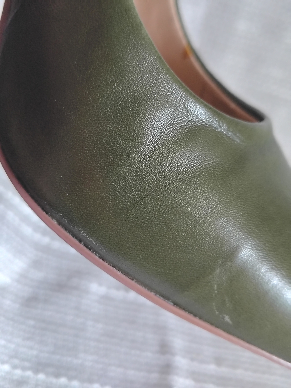 Jessica Simpson Olive Green Leather Pointed Toe Pumps Wide 7.5W - Picture 13 of 14